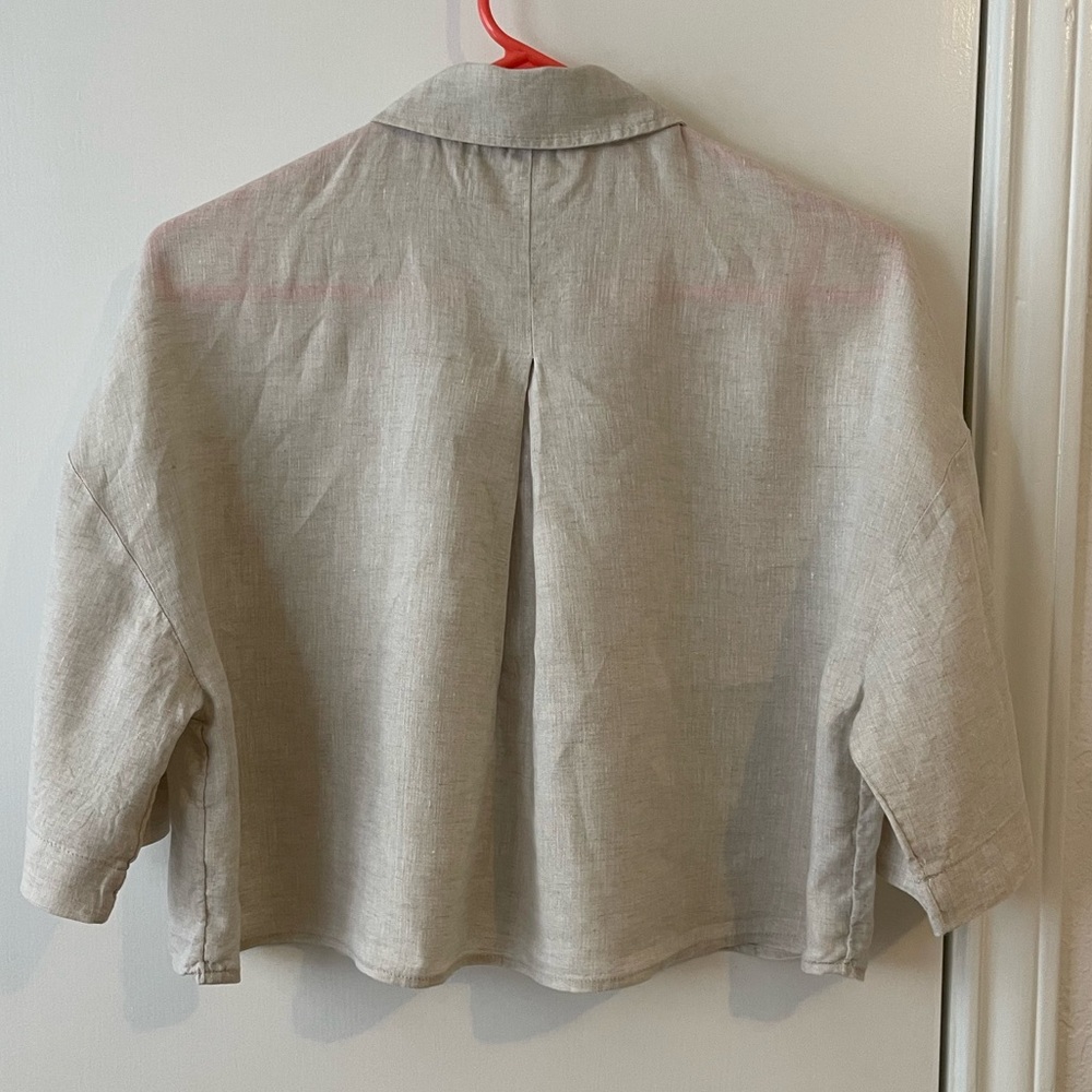H&M 100% Linen Crop Blouse - Picture 5 of 8
